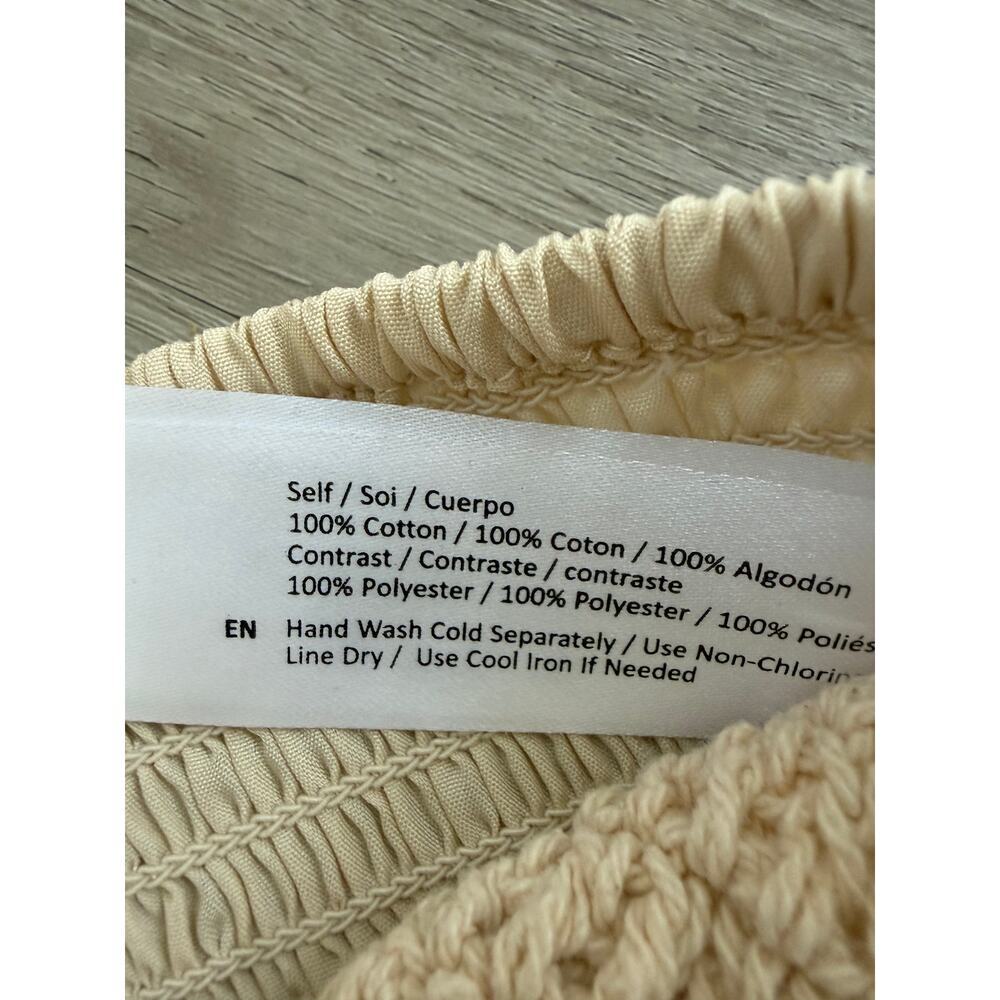 Boho Crochet Halter Crop Top Beige Open Knit Festival Beach Cover Up Medium - Picture 4 of 4